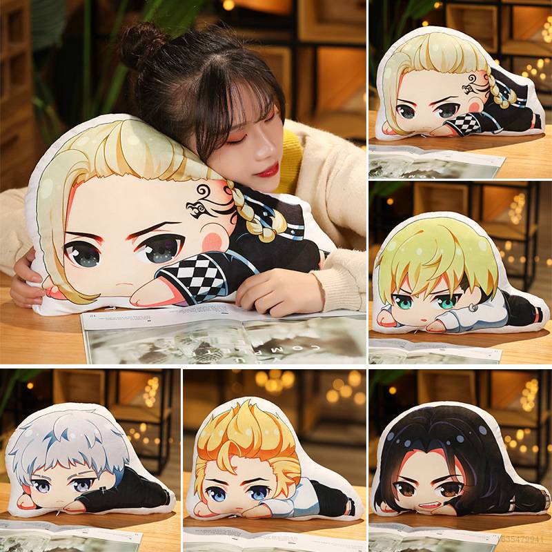 Gối nhồi bông búp bê Tokyo Revengers nhân vật Mikey Draken kiểu Q đáng yêu trang trí nhà 45cm