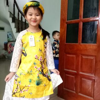 Set Áo dài cách tân cho bé kèm mấn