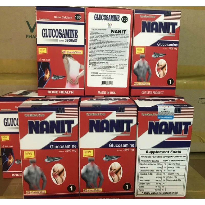 《date 2024 》Nanit Glucosamin 3200mg nhập khẩu Mỹ