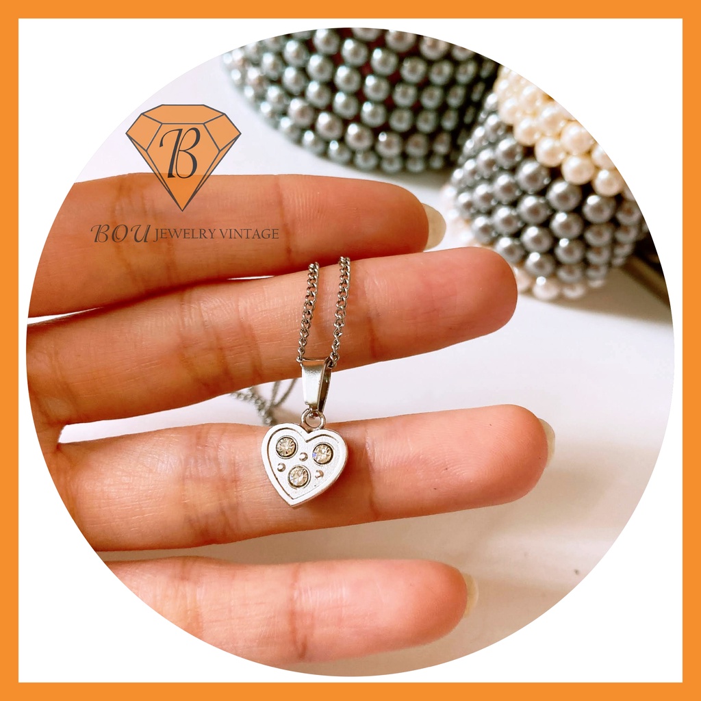 DÂY CHUYỀN HÌNH TRÁI TIM SECONDHAND TRANG SỨC SI NHẬT BẢN BOU JEWELRY VINTAGE MÃ VC314