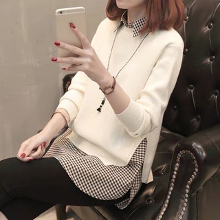 Áo Len Mix Sơ Mi Kẻ Caro
