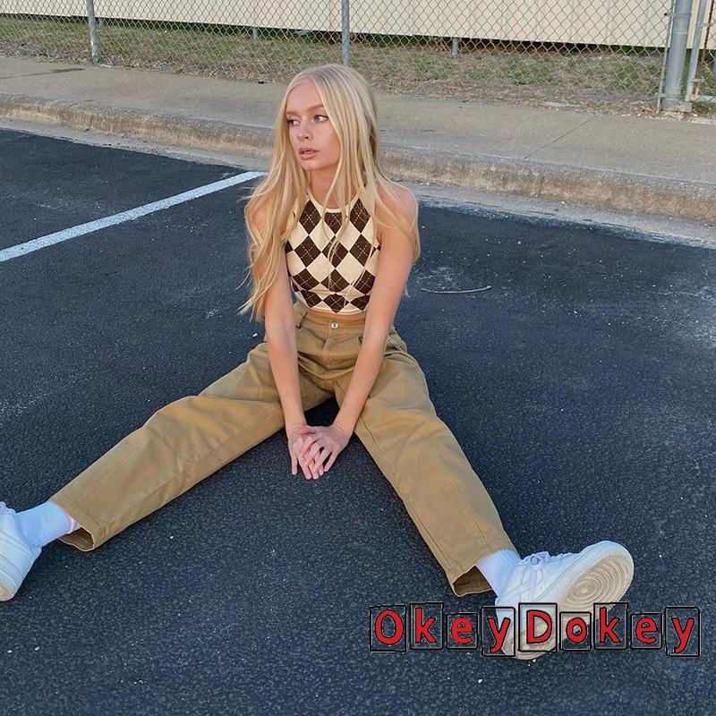 Áo Croptop Không Tay Cổ Tròn In Họa Tiết Dễ Thương Dành Cho Nữ