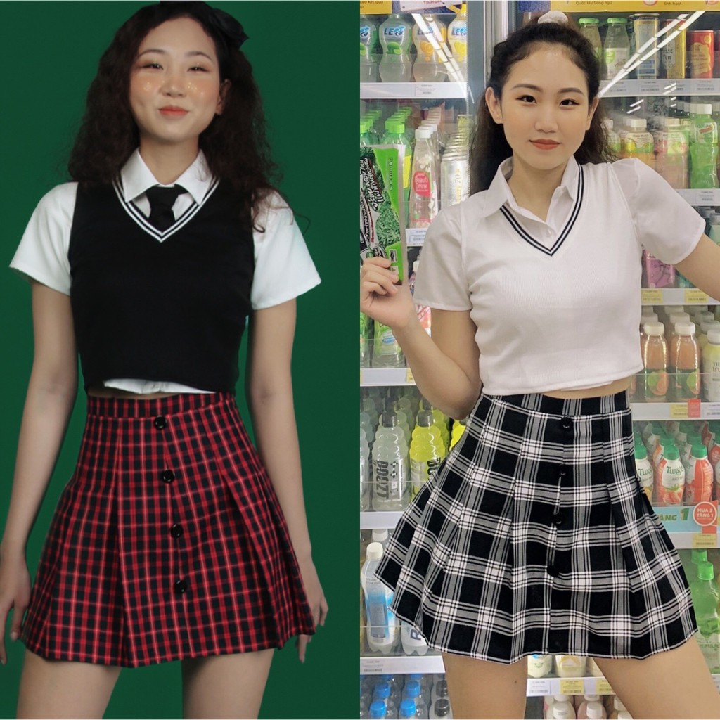 DALLA Áo gile ba lỗ croptop màu trắng - đen - đỏ DALLA SAIGON