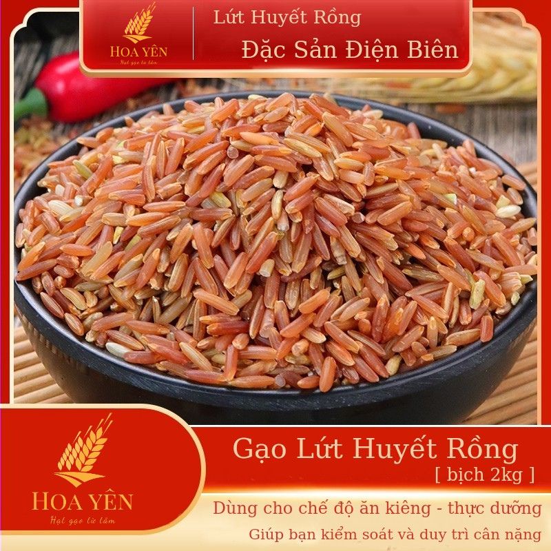 Gạo Lứt Đỏ Huyết Rồng Ăn Kiêng 1kg Đại Lý Hoa Yên, gạo mềm dẻo thơm, dinh dưỡng, dùng cho chế độ ăn kiêng - thực dưỡng