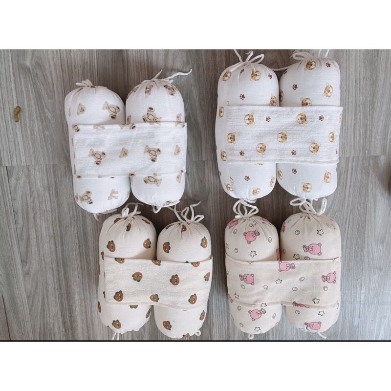 Bộ gối chặn vải xô sợi tre cao cấp cho bé sơ sinh