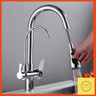 Vòi rửa bát, vòi rửa chén nóng lạnh Kobesi rút dây tích hợp vòi RO