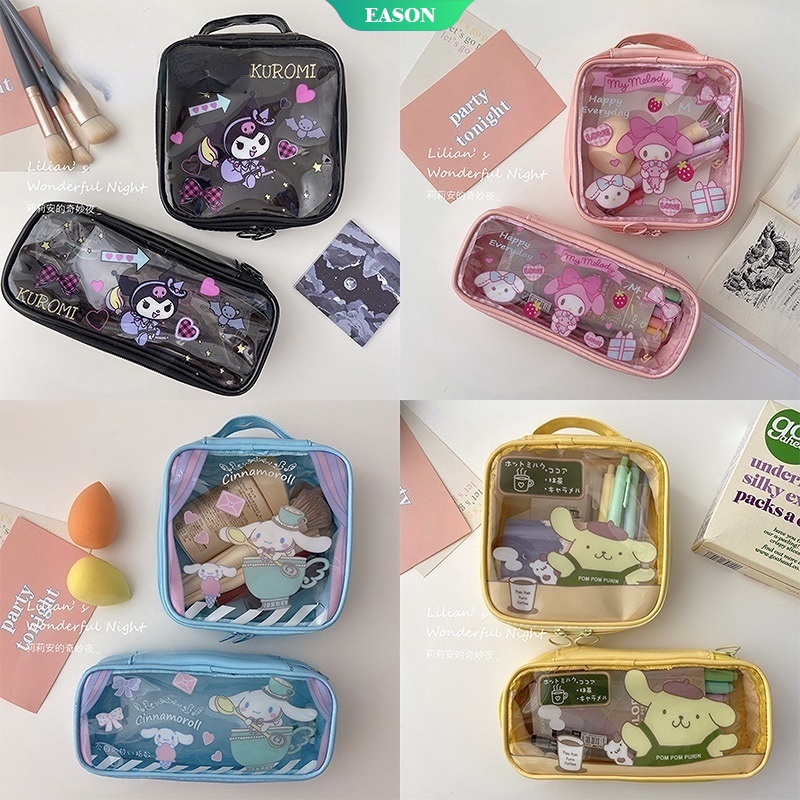 SANRIO Túi Đựng Mỹ Phẩm Nhiều Ngăn Chống Thấm Nước Họa Tiết Hoạt Hình Hello Kitty