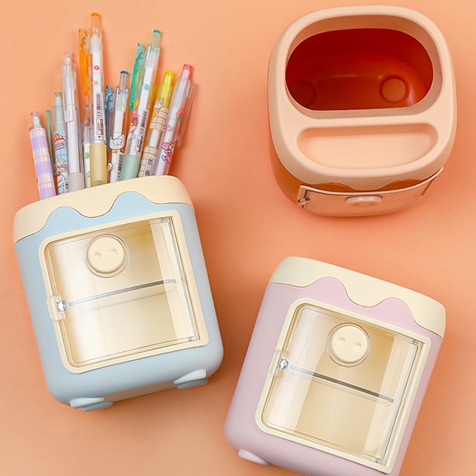 Hộp đựng bút để bàn có nhiều ngăn sắc màu cute dễ thương