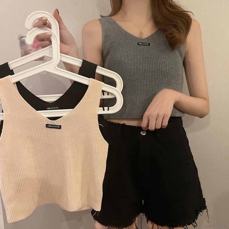 Áo kiểu không tay dệt kim phong cách Hàn Quốc thời trang dành cho nữ