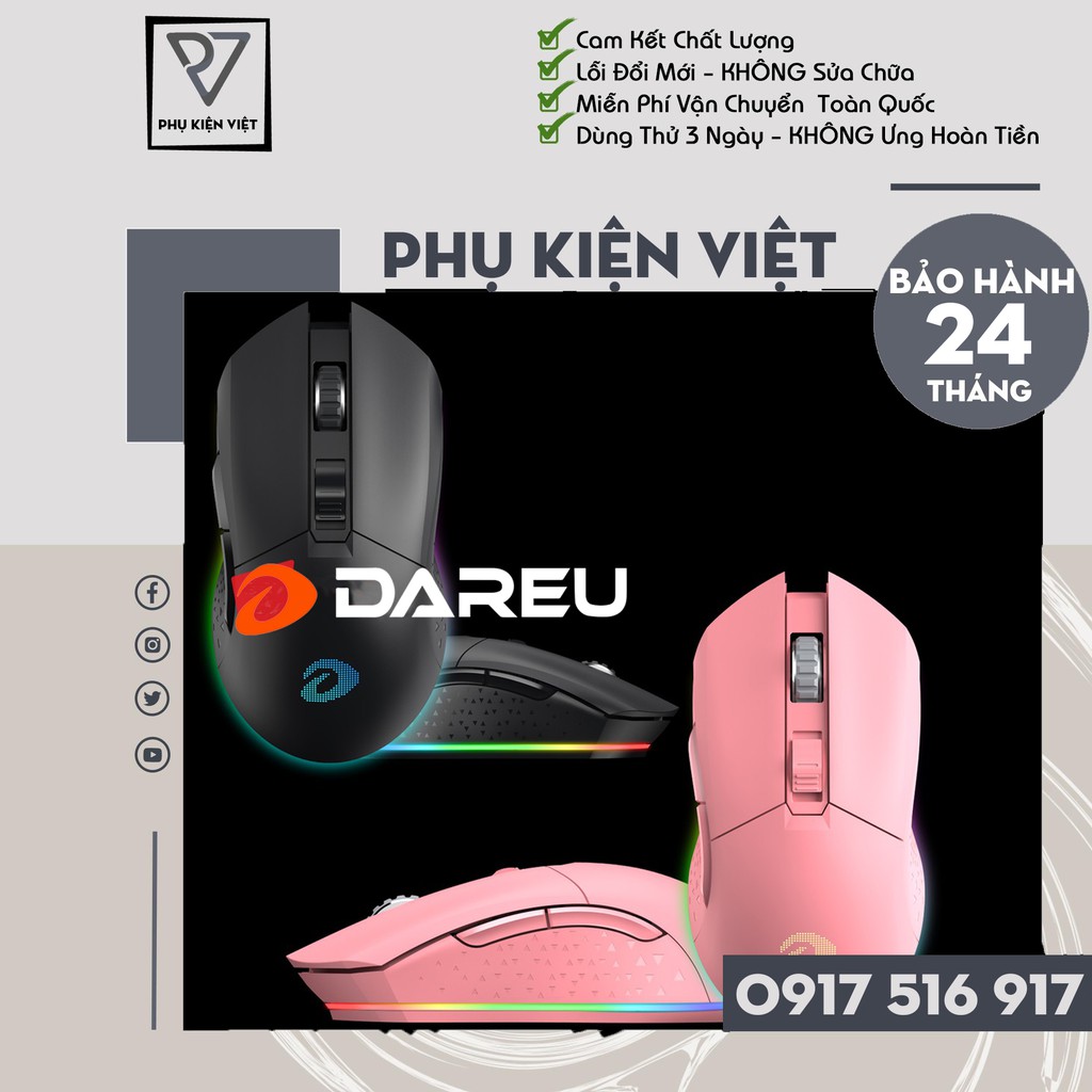 [Hàng Chính Hãng] Chuột không dây Gaming DAREU EM905 PRO,Chuột không dây Game DAREU EM905 PRO- Bảo Hành 24 tháng