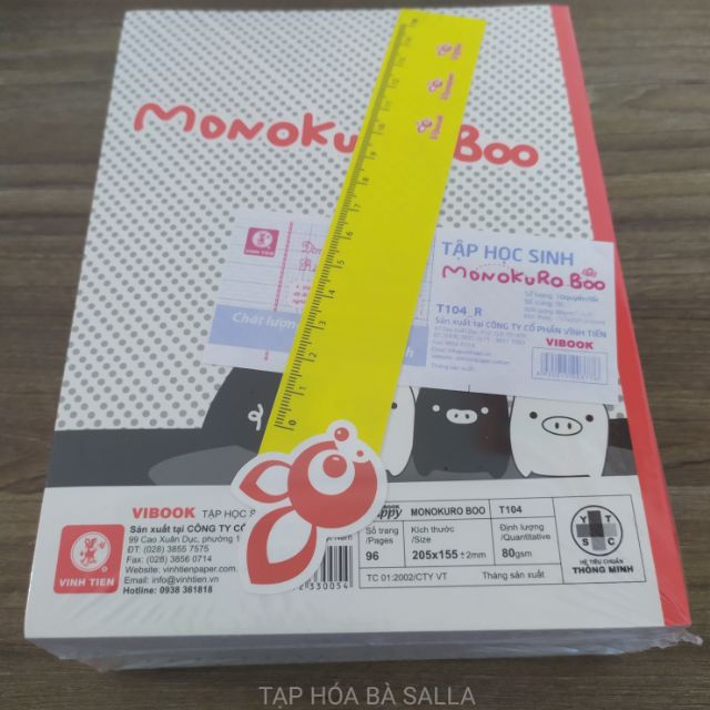 Lốc 10 quyển tập học sinh Vibook heo Monokuro Boo 96 trang Vĩnh Tiến ( T104_R )