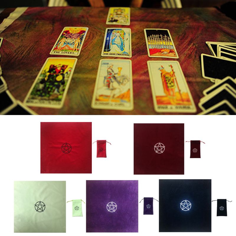 Khăn trải bàn và túi đựng bài tarot hình ngôi sao 5 cánh chất liệu vải nhung