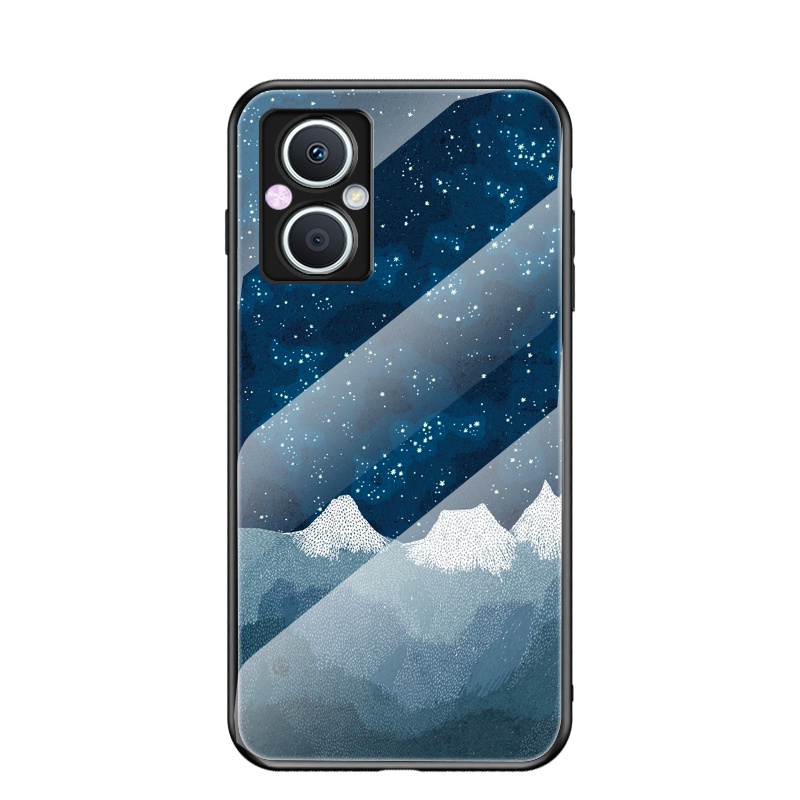 Ốp Điện Thoại Kính Cường Lực Cứng Họa Tiết Bầu Trời Sao Cho OPPO Reno7 Lite Reno 7 Z 7Z F21 Pro 5G A96 A36 A76 Realme 9i