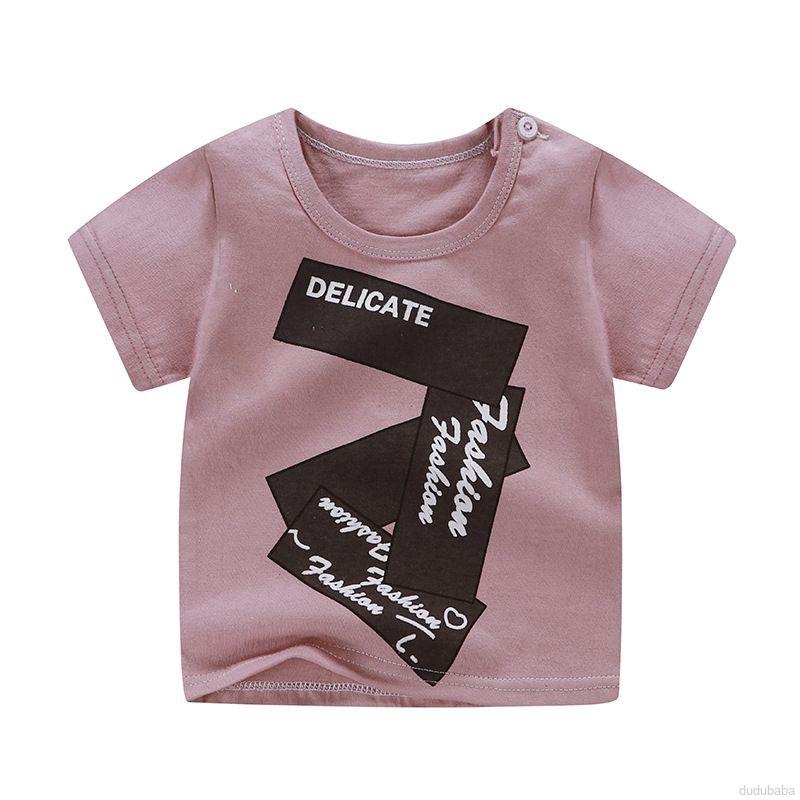 【dudubaba】Boys Girl Summer Cotton Cartoon Print Short Sleeve Casual T-shirt 0~4 Years Old