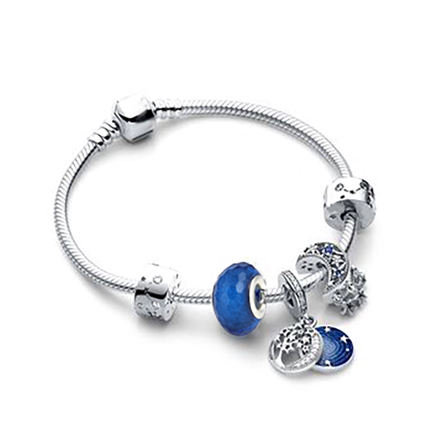 Vòng Đeo Tay Hạt Pha Lê Màu Sắc Xanh Dương Lấp Lánh Phong Cách Trung Hoa Dành Cho Nữ