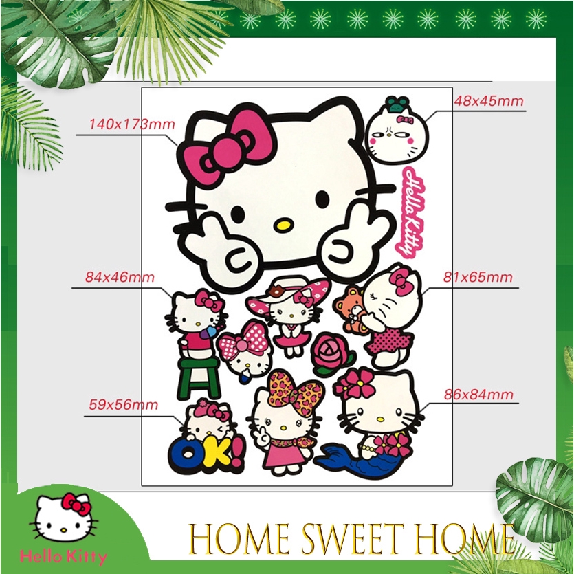 Bộ 5 Tấm Hình Dán Hello Kitty Trang Trí Xe Hơi