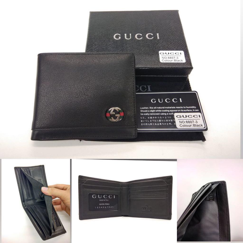 Ví Da Gucci Màu Đen Gấp Gọn Thời Trang Cao Cấp Cho Nam 8807-3