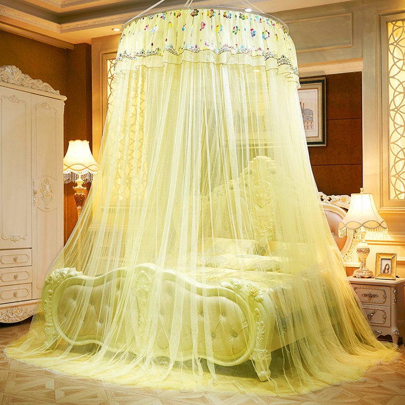 Mùng chống muỗi dạng vòm cung điện chúa gió giường 1,5m1,8m lắp đặt miễn phí lưới hoa văn hộ gia đình giá đỡ trầ