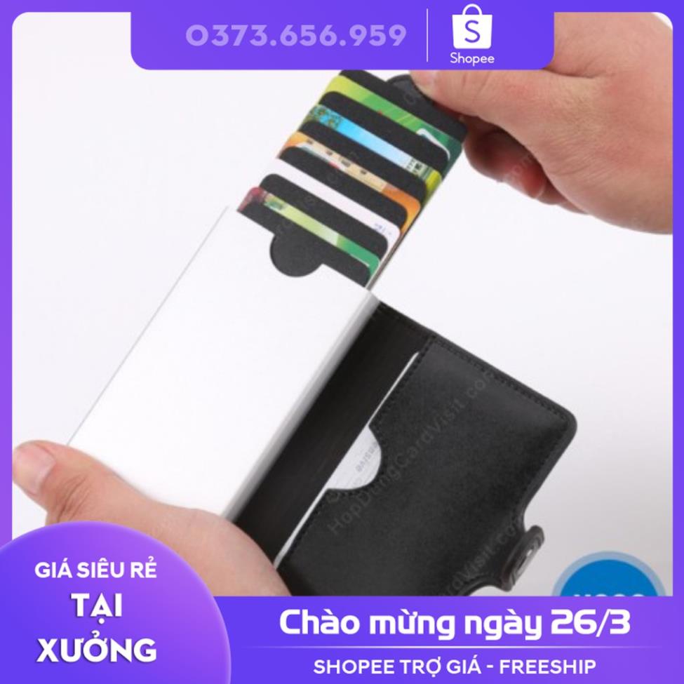 Ví đựng thẻ ATM TPHCM bằng da & nhôm nguyên khối HC30 ví name card cao cấp nhất 2022