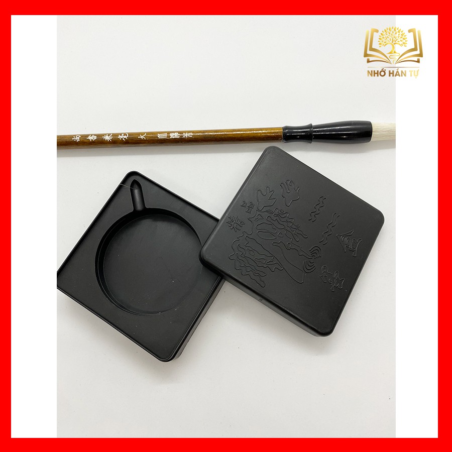Nghiên nhựa đựng mực thư pháp NHT Books hình vuông 7.5x7.5cm