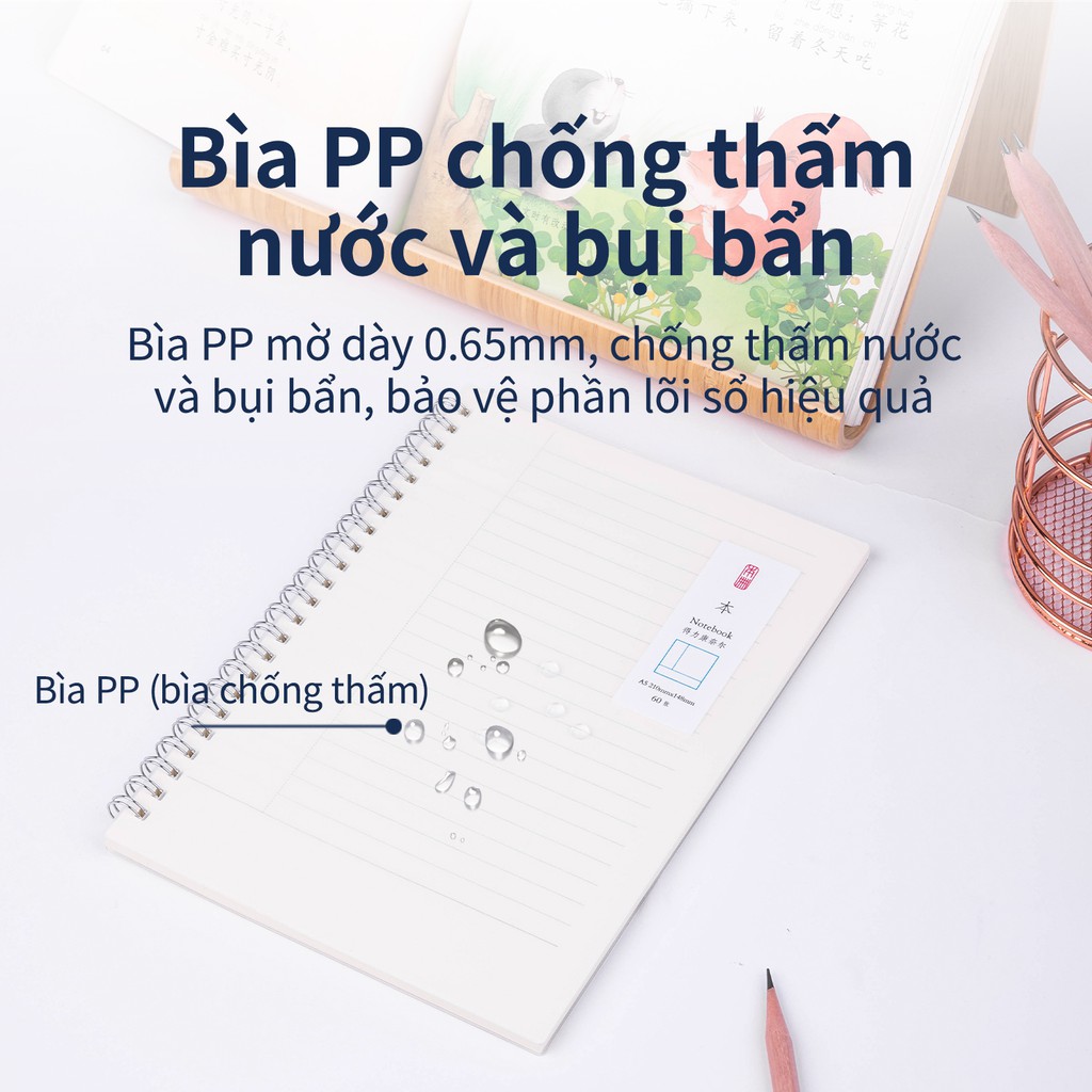 Sổ tay giấy kẻ ngang/kẻ ô vuông caro Deli 60 trang  - ghi chép bìa nhựa khổ A5 - sổ viết thư pháp - 1 quyển - LPA560