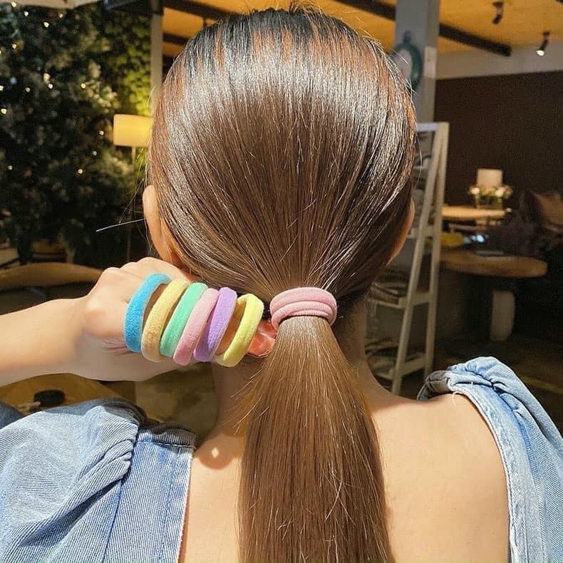 [Set 20] Chun Buộc Tóc Nhiều Màu Sắc Có Ống Đựng Trong Suốt