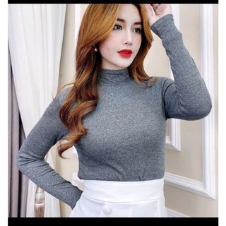 Áo cổ lọ thun gân