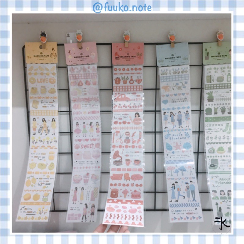 Miếng dán dài Daily life mohamm, masking tape trang trí sổ tay bullet journal