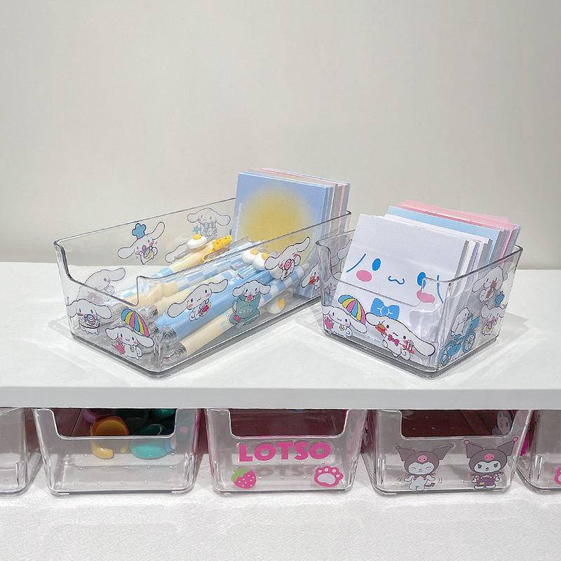 ⭐ iLado ⭐ kệ văn phòng phẩm để bàn tủ nhựa ghép túi trong dễ thương In Họa Tiết Hoạt Hình hộp văn phòng phẩm suốt kệ sổ tay tủ mini tủ để bàn chất lượng cao cất gọn gàng In Họa Tiết Hoạt Hình