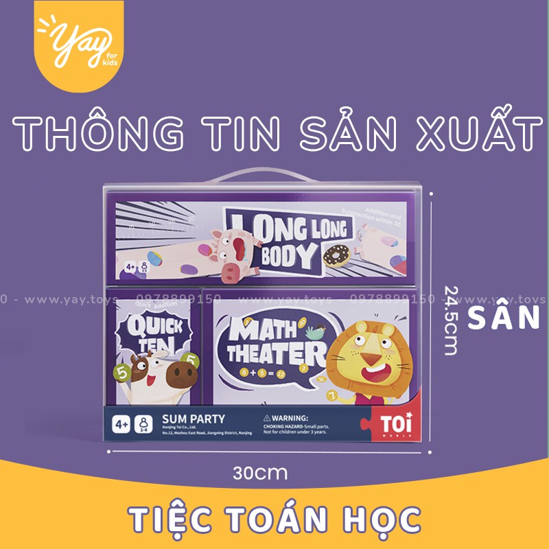 [3 TRÒ, HDSD T.VIỆT] Bộ Trò Chơi Boardgame Tiệc Toán Học 4+ - TOi