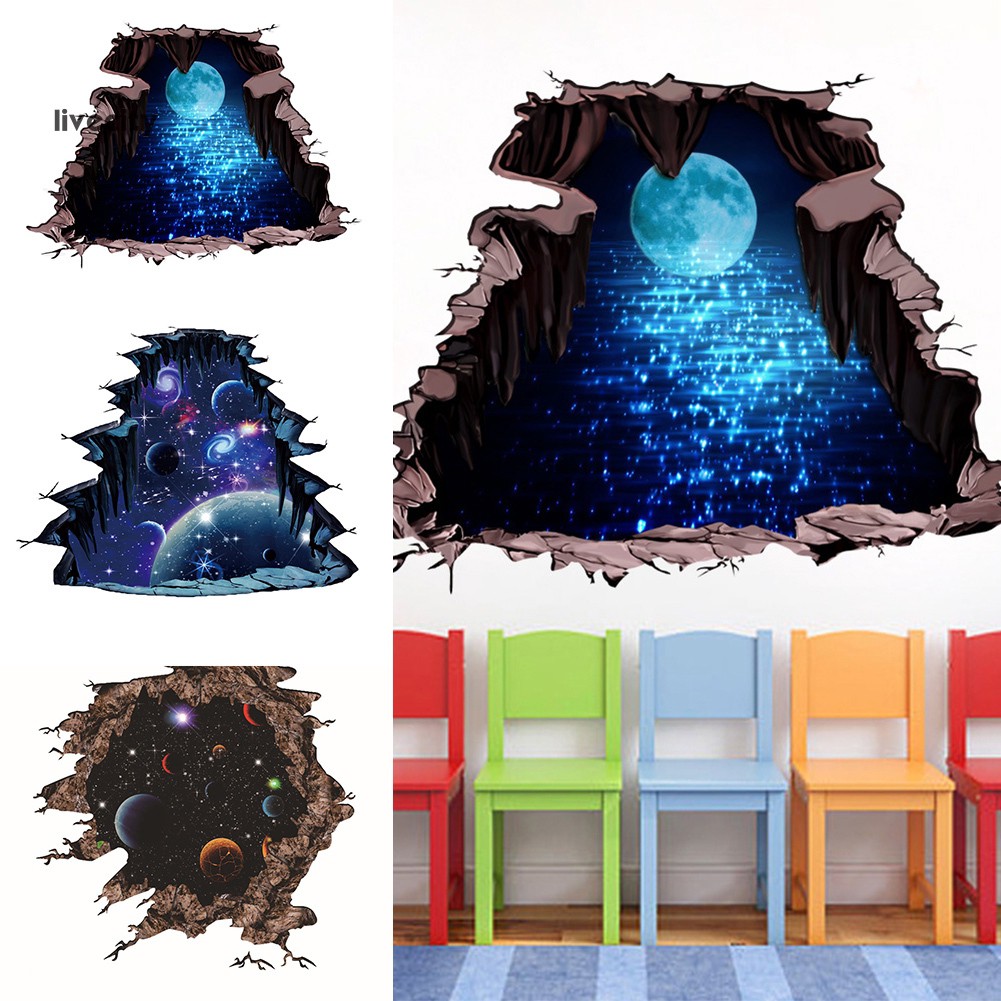 Sticker Dán Tường 3D Hình Hành Tinh Trong Vũ Trụ Độc Đáo Để Trang Trí