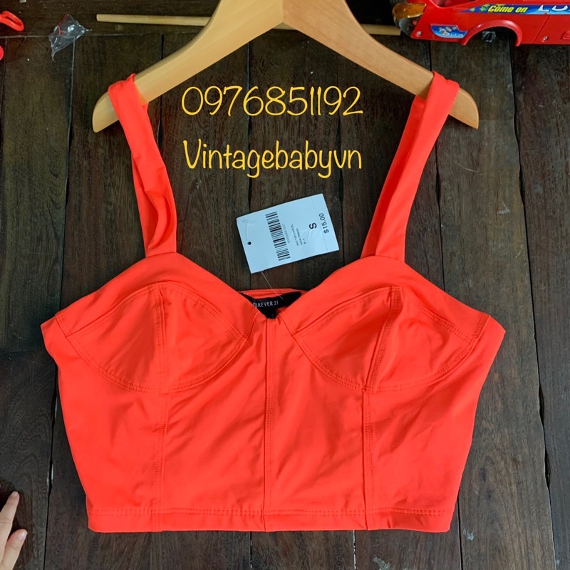 Áo 2 dây croptop f21 xuất dư xịn màu cam đỏ