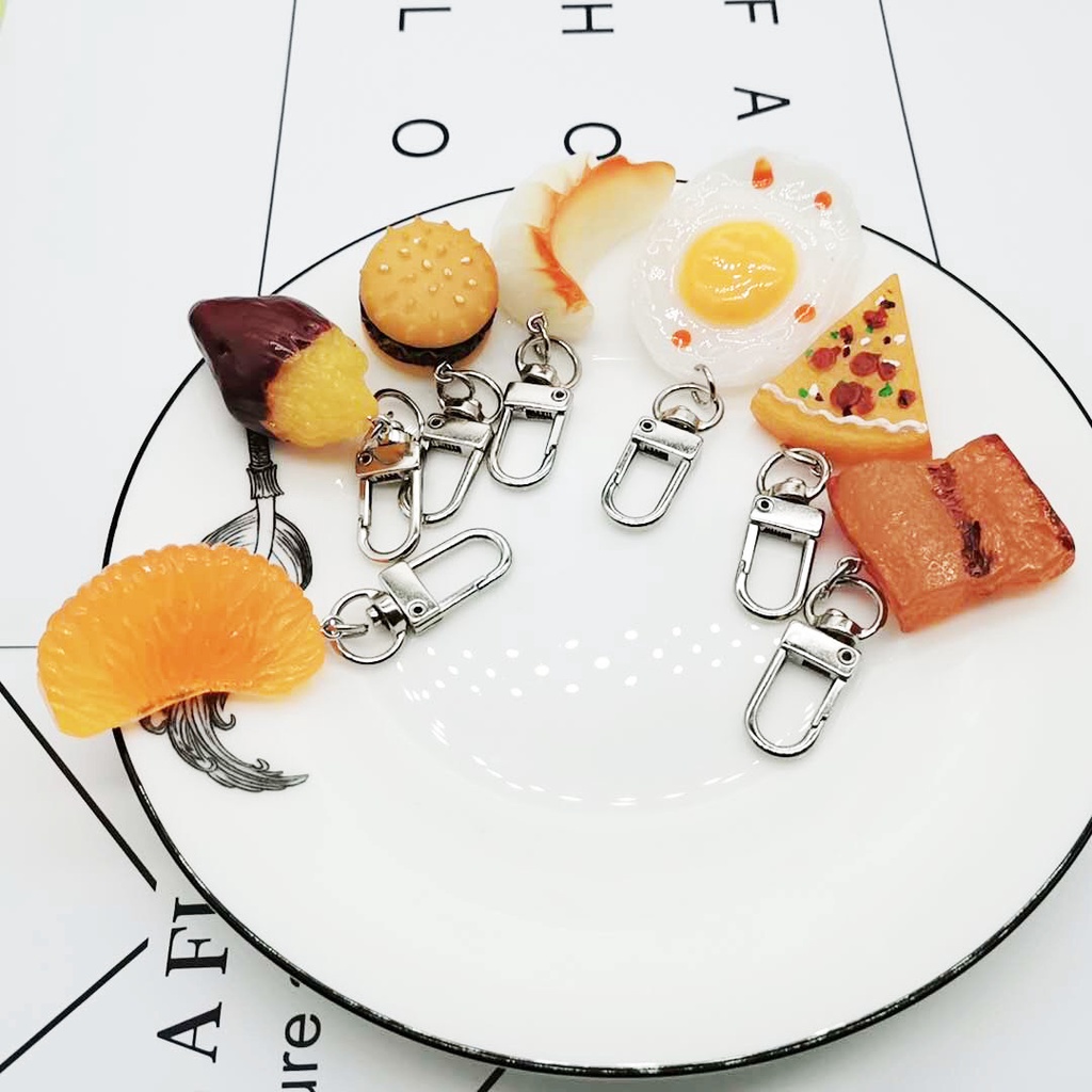 Móc Khóa Hình Bánh Pizza Zongzi Và Hạt Đậu Thiết Kế Sáng Tạo