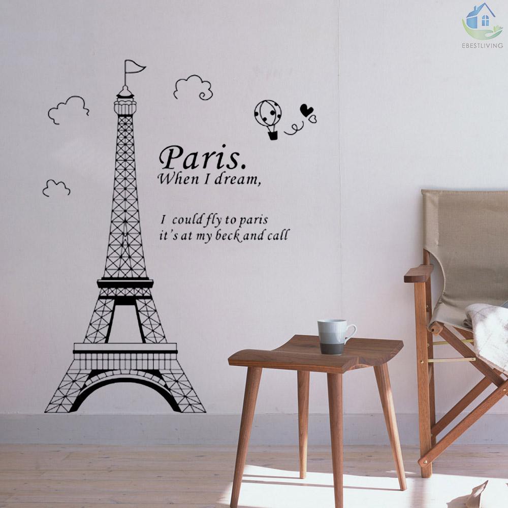 Sticker Dán Tường Hình Tháp Eiffel Lãng Mạn
