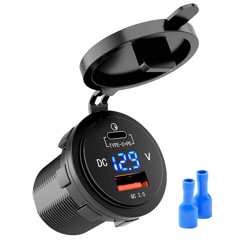 Ổ cắm sạc nhanh USB 3.0 loại C PD 48W 18W cho xe hơi / tàu thuyền / xe máy