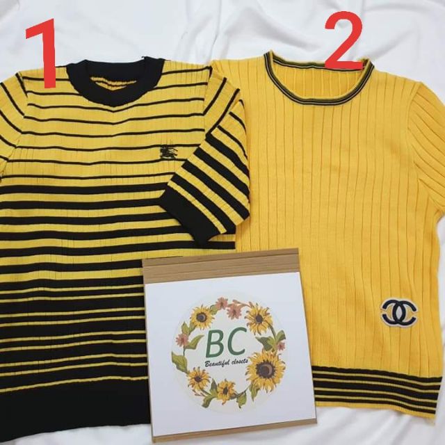 Áo len gân vàng sọc đen - bcshopct