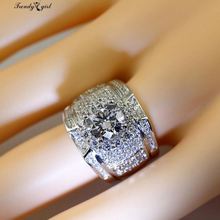 Nhẫn đính hôn mạ bạc đính đá pha lê vuông
