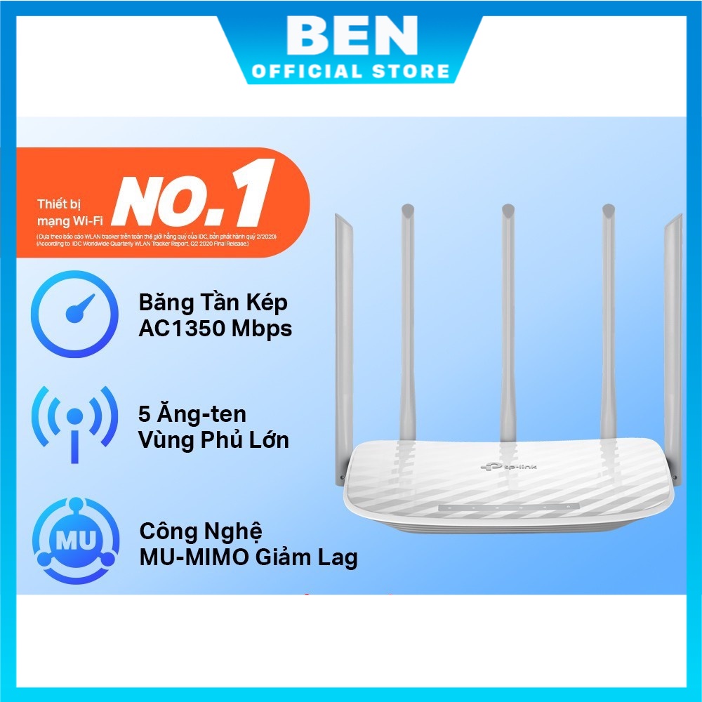 Bộ Phát Wifi TP-Link Archer C60 5 Ăng Ten Băng Tần Kép Chuẩn AC 1350Mbps - Hàng Chính Hãng