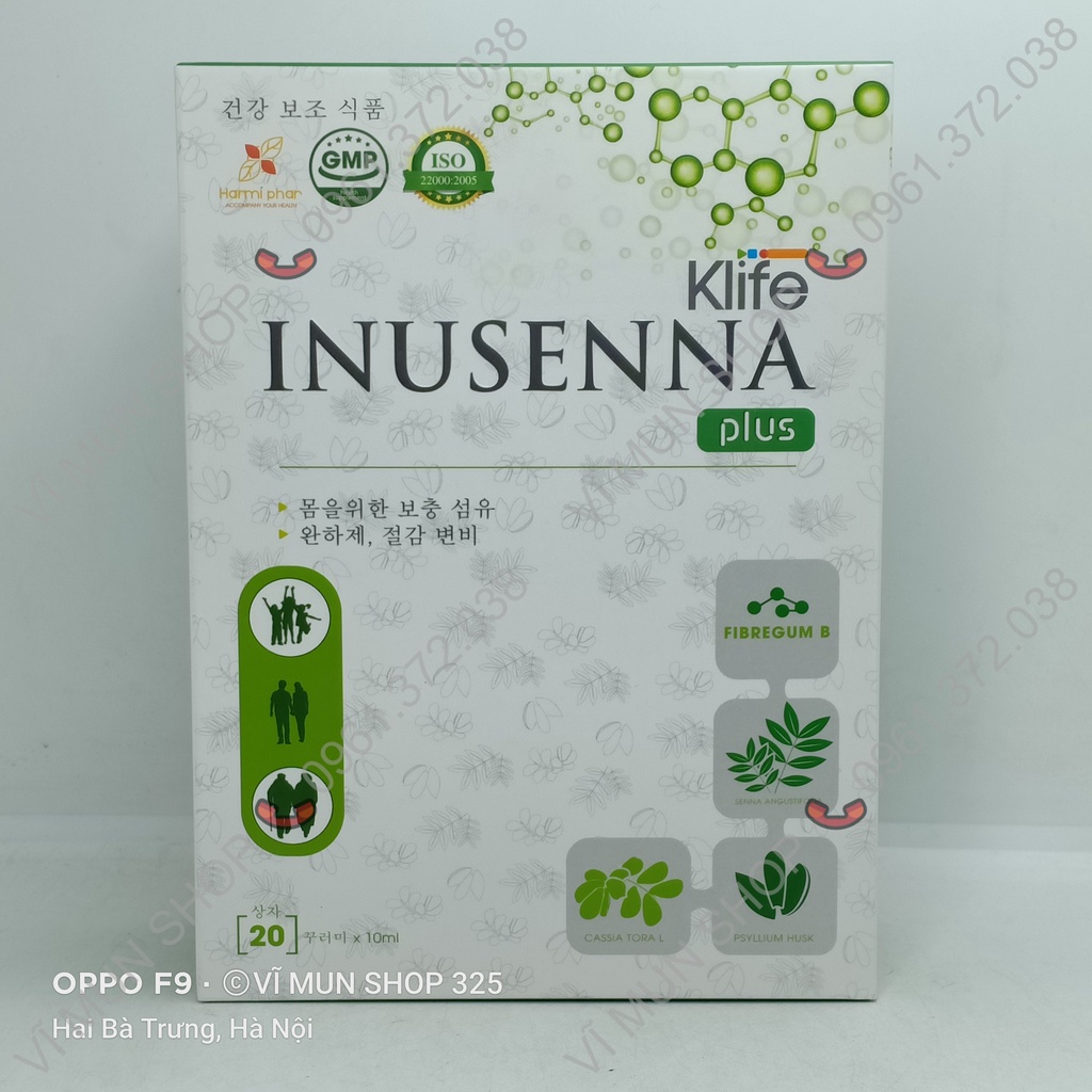 Klife INUSENNA Plus 20 ống - Bổ sung chất xơ và các chất giúp nhuận tràng