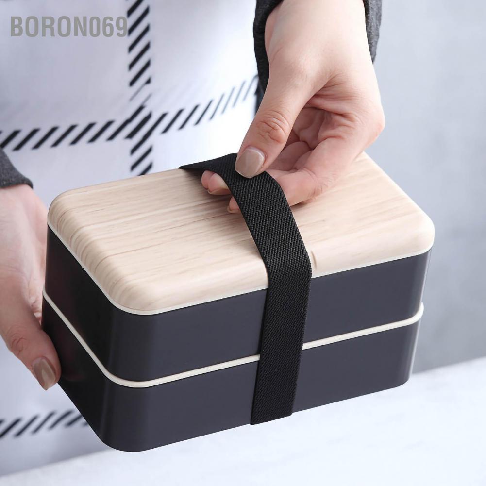 Hộp Cơm Trưa Hộp cơm có thể xếp chồng lên nhau Hai lớp Thực phẩm Lớp PP đựng Bento vi sóng với Nắp bảo quản bộ đồ Boron069 ăn