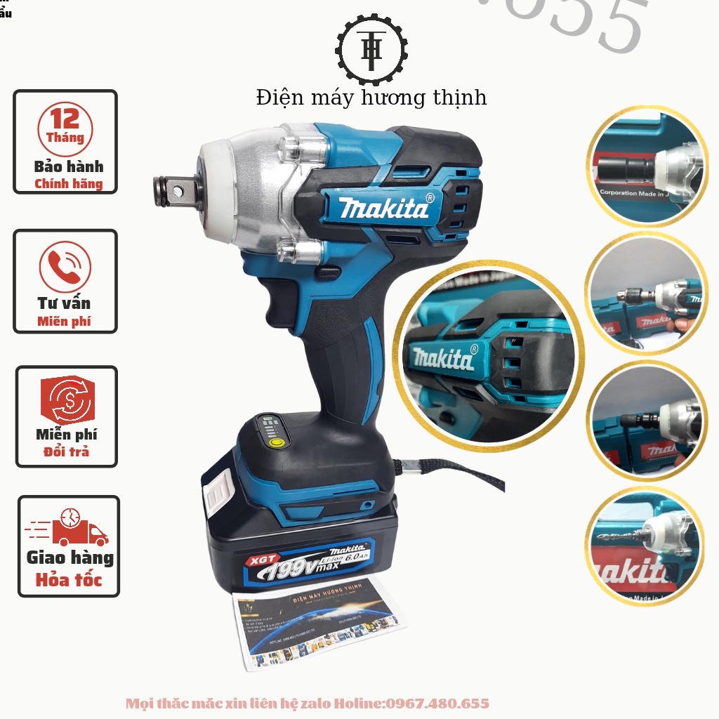 Máy khoan pin MAKITA , Siết bulong, may bắn vít, mo ôc  LOẠI1 động  cơ không chổi than