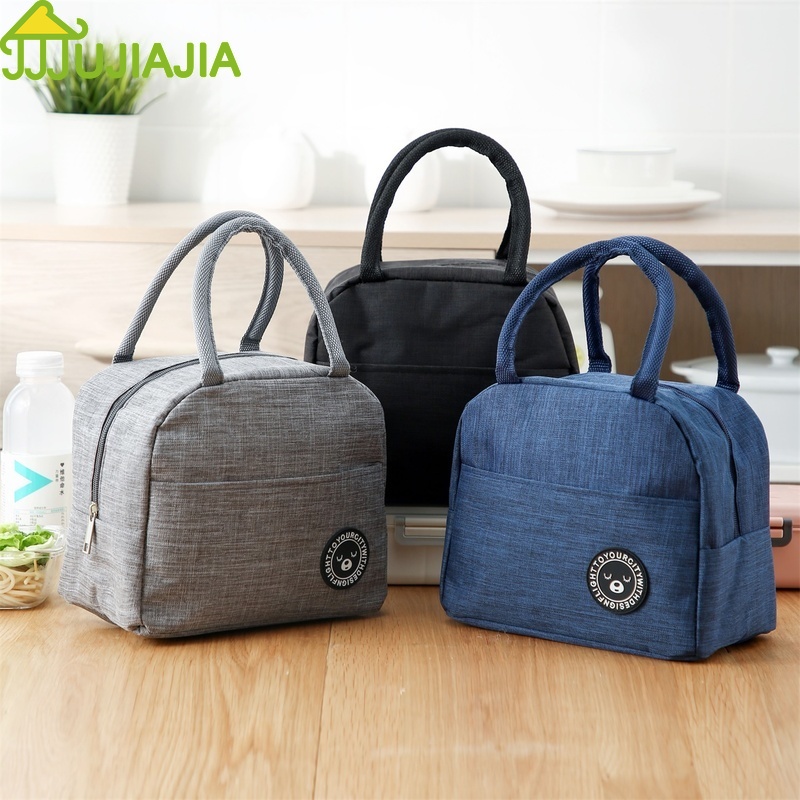 Túi Giữ Nhiệt JUJIAJIA Bằng Canvas Và Lá Nhôm Có Quai Cầm Dùng Đựng Cơm Trưa Cho Dân Văn Phòng