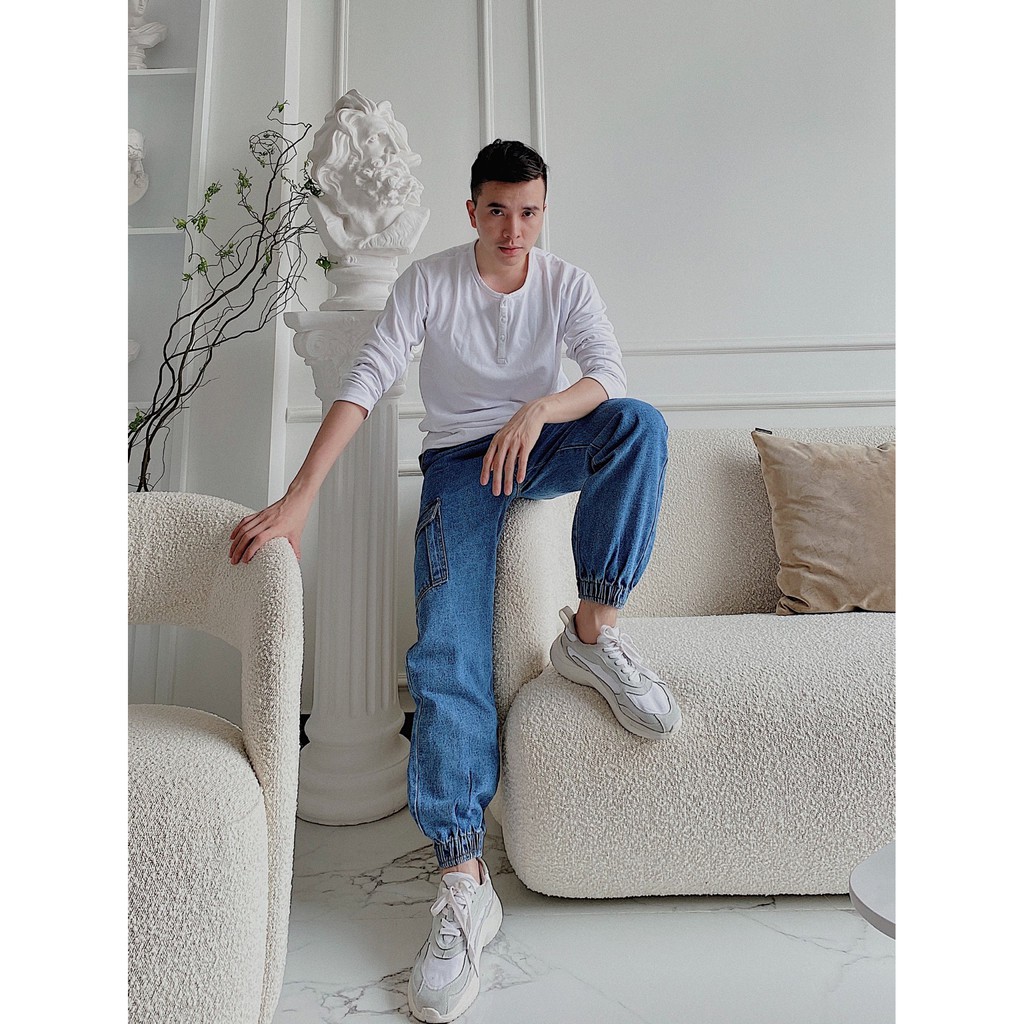 Thun trắng tay dài cổ nút siêu sang | BigBuy360 - bigbuy360.vn