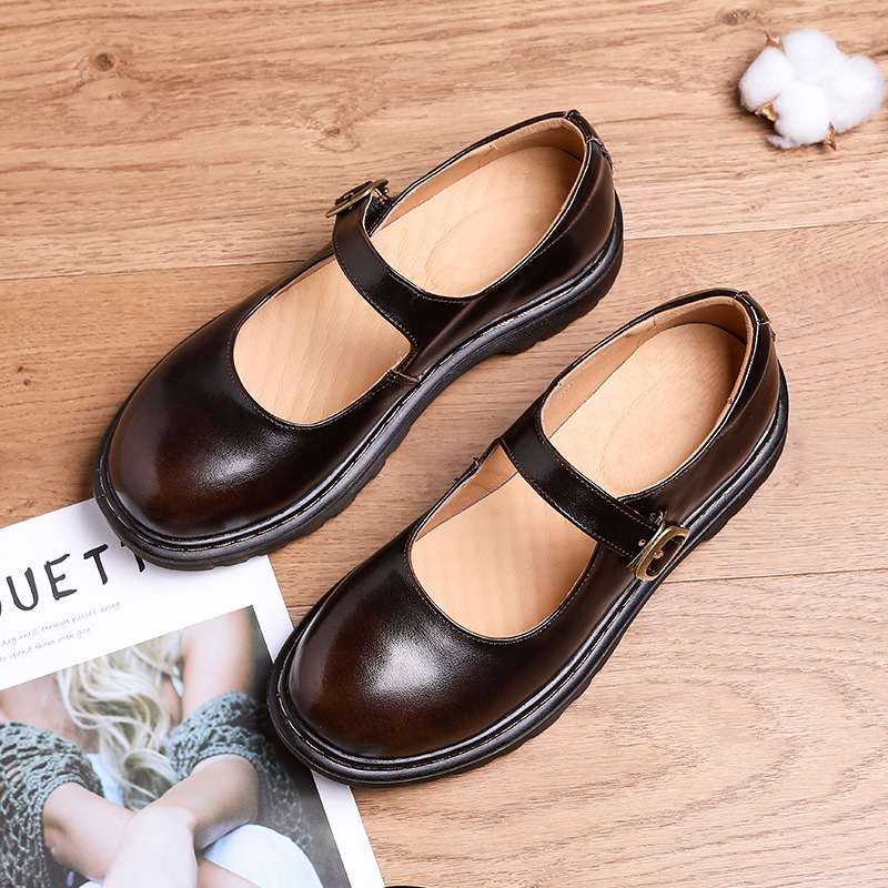 Giày Nữ Lolita Retro Vòng Giày Mary Jane Của Phụ Nữ Giày Da Dày Của Phụ Nữ Nhật Bản Nữ Giày Da | BigBuy360 - bigbuy360.vn