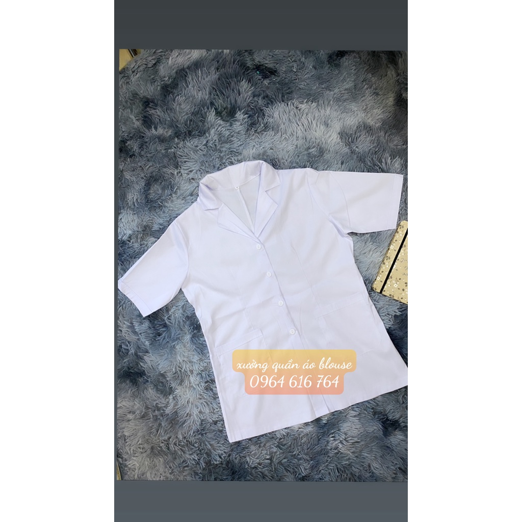 Áo blu nữ điều dưỡng, y dược dáng trùm mông, Áo blouse Spa, thẩm mỹ viện