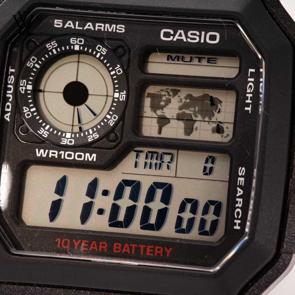 Đồng Hồ Điện Tử Nam Casio WATCHSTORE AE-1200WH-1AVDF Thiết Kế Mặt Kính Vuông 42mm Kèm Dây Đeo Nhựa Tiện Lợi