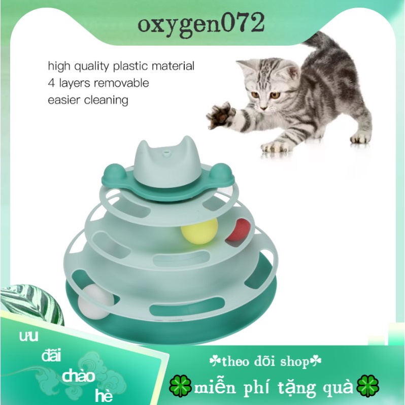 Oxygen072 Đồ chơi Bàn xoay mèo 4 cấp độ có thể tháo rời ngăn ngừa trầy xước Đồ chơi theo dõi tương tác cho cưng