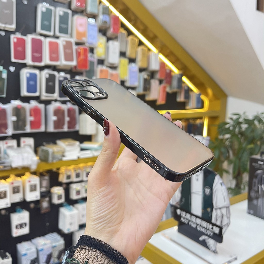 CHÍNH HÃNG  Ốp SULADA nhám mạ viền bảo vệ camera dành cho iphone 11  12 13 / MINI / PRO / MAX