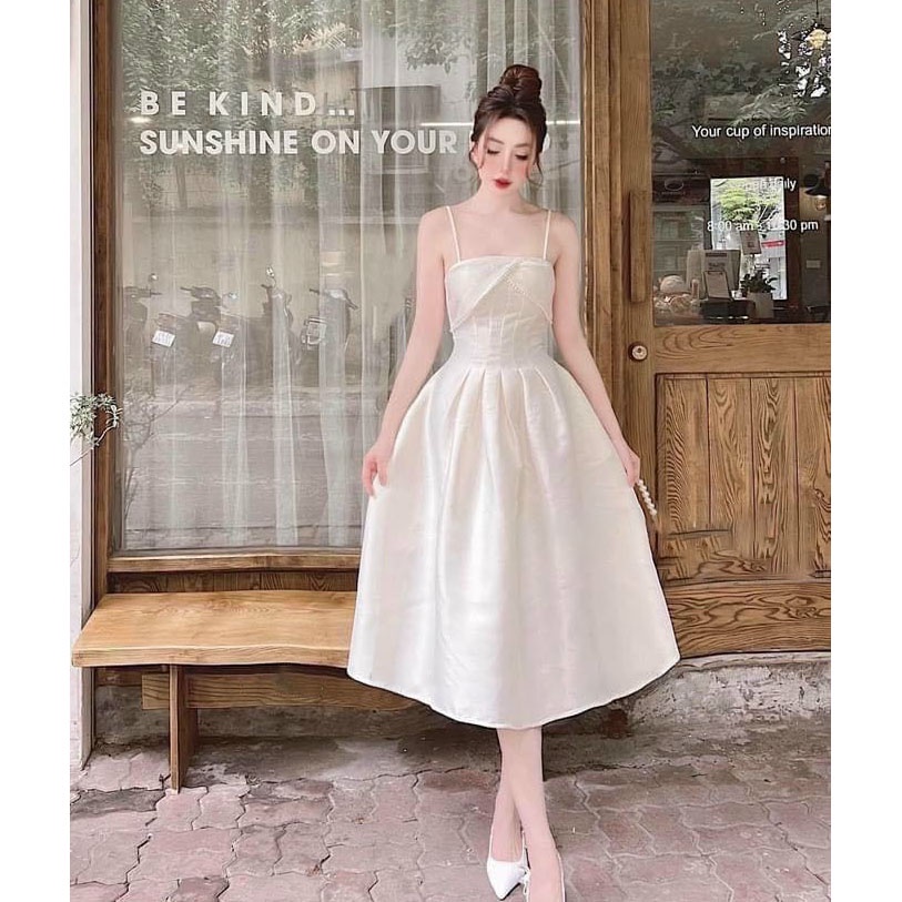 [HCM] Đầm Xòe Nữ 2 Dây Tapta Phối Ren Trước Ngực (Có Mút Ngực) L-G Store Thời Trang Nữ Sam Closet Free Size 40-55kg