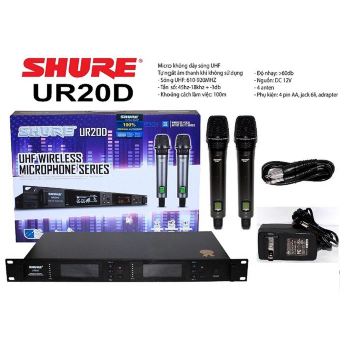 Micro không dây shu re ur20d - Hát karaoke hay, Micro nhẹ, hút âm tốt